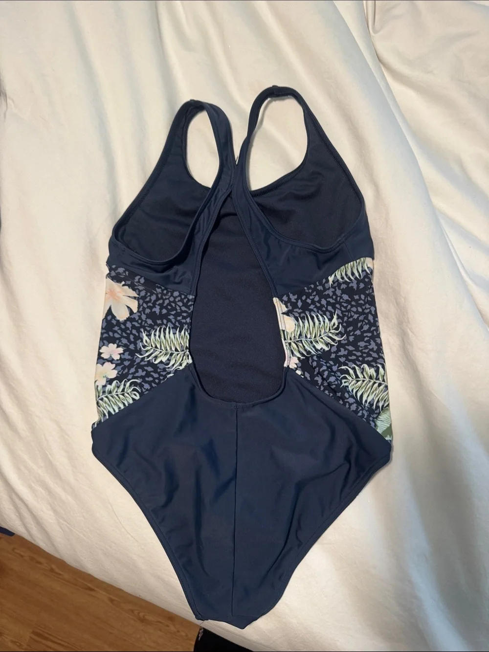 Roxy Girls Navy One-Piece Swimsuit with Tropical Side Panels